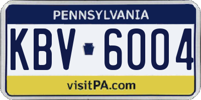 PA license plate KBV6004