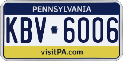 PA license plate KBV6006