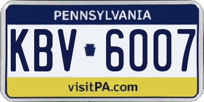 PA license plate KBV6007