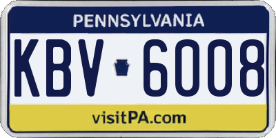 PA license plate KBV6008