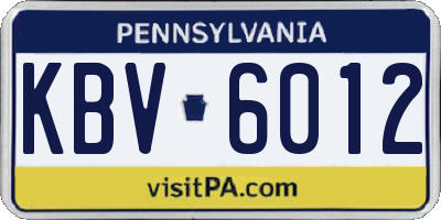 PA license plate KBV6012