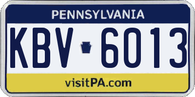 PA license plate KBV6013