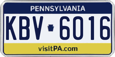 PA license plate KBV6016