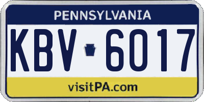 PA license plate KBV6017
