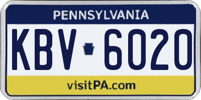 PA license plate KBV6020
