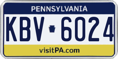 PA license plate KBV6024