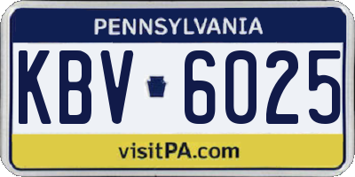PA license plate KBV6025