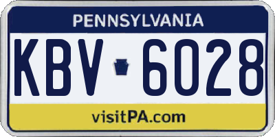 PA license plate KBV6028
