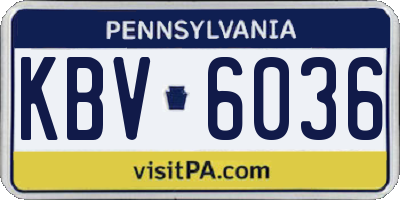 PA license plate KBV6036