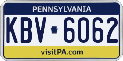 PA license plate KBV6062