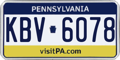 PA license plate KBV6078
