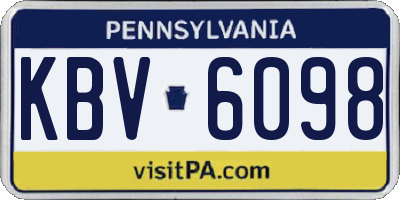 PA license plate KBV6098