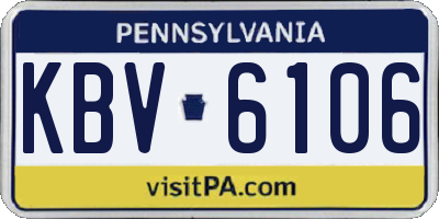 PA license plate KBV6106