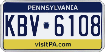 PA license plate KBV6108