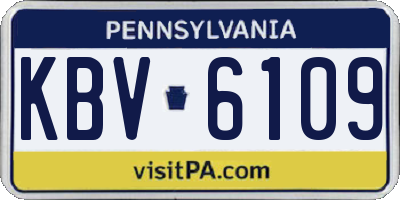 PA license plate KBV6109