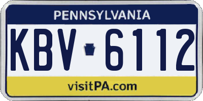 PA license plate KBV6112