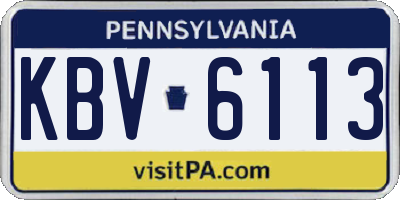 PA license plate KBV6113