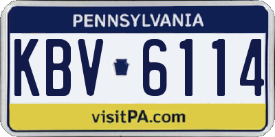 PA license plate KBV6114