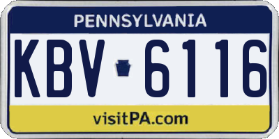PA license plate KBV6116
