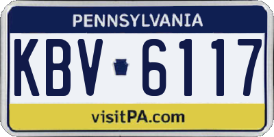 PA license plate KBV6117