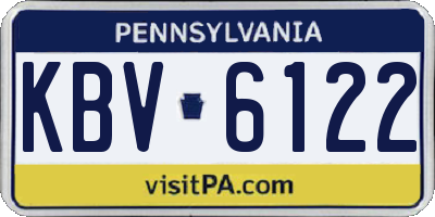 PA license plate KBV6122