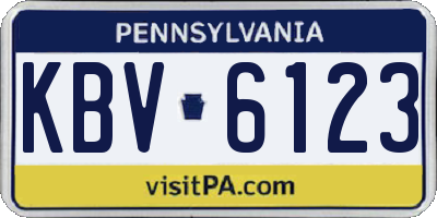 PA license plate KBV6123