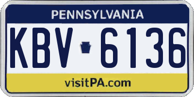 PA license plate KBV6136