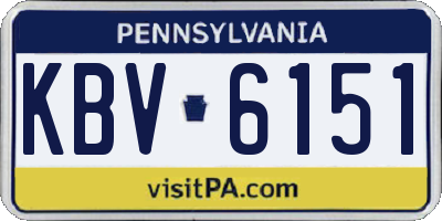 PA license plate KBV6151
