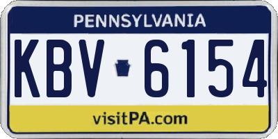 PA license plate KBV6154