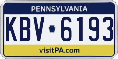 PA license plate KBV6193