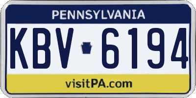 PA license plate KBV6194