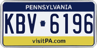 PA license plate KBV6196