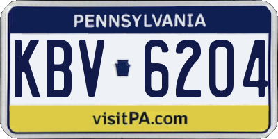 PA license plate KBV6204