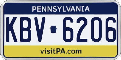 PA license plate KBV6206