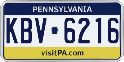 PA license plate KBV6216