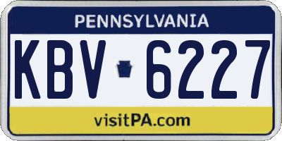 PA license plate KBV6227