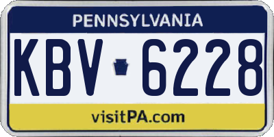 PA license plate KBV6228