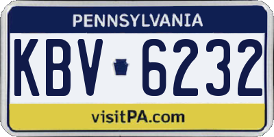 PA license plate KBV6232