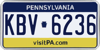 PA license plate KBV6236