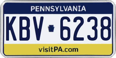 PA license plate KBV6238