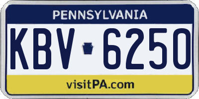 PA license plate KBV6250