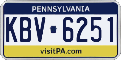 PA license plate KBV6251