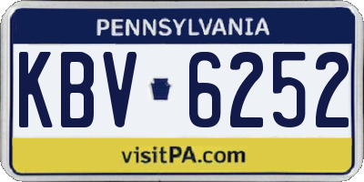 PA license plate KBV6252