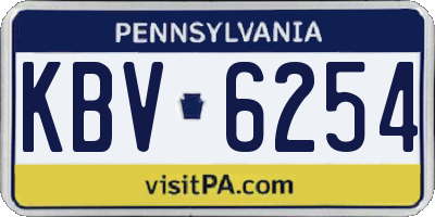 PA license plate KBV6254