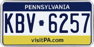PA license plate KBV6257