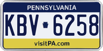PA license plate KBV6258