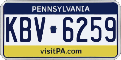 PA license plate KBV6259