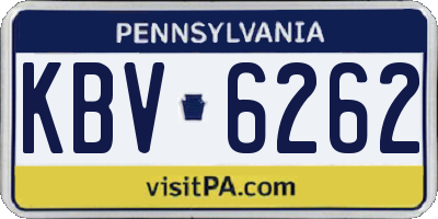 PA license plate KBV6262