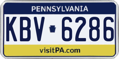 PA license plate KBV6286