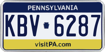 PA license plate KBV6287
